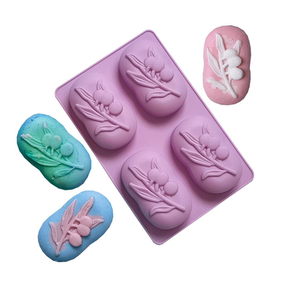 Soap Making Supplies Australia - Ovale Olivenbaum-Silikon-Seifenform mit 4 Mulden, DIY-Seifenherstellung,