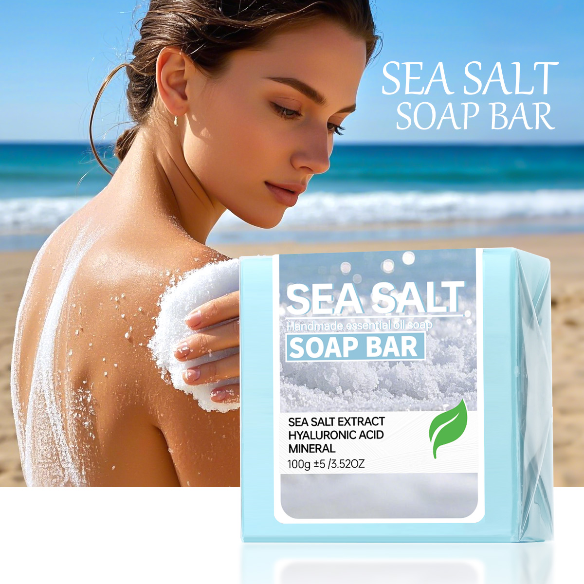 Castor Oil Soap - Meersalz Handgemachte Ätherische Öl-Seife, Hyaluronsäure Hautreinigungs-