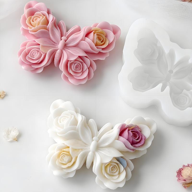 Soap Making Utensils - DIY Rosen-Schmetterling Silikonform Handgemachte Aroma-Kerzen Gips